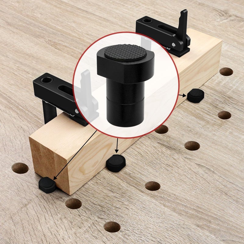 ViewReal Bench Dog Clamp Set for 3/4" Dog Holes, 6-Piece Quick-Lock Hold-Down Tools with Long Handle & Non-Marring Pads – Woodworking Clamps for MFT Table or Workbench - Image 2